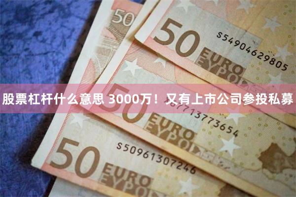 股票杠杆什么意思 3000万！又有上市公司参投私募