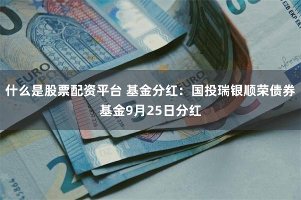 什么是股票配资平台 基金分红：国投瑞银顺荣债券基金9月25日分红